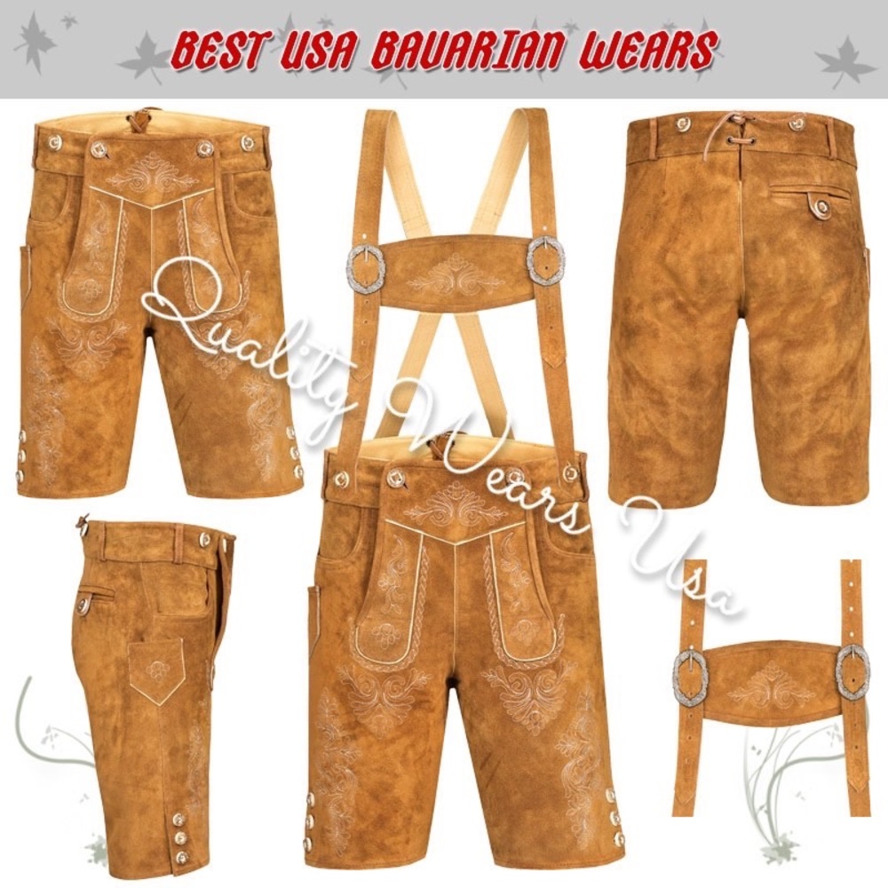 Men Oktoberfest Authentic lederhosen shorts Gold 2